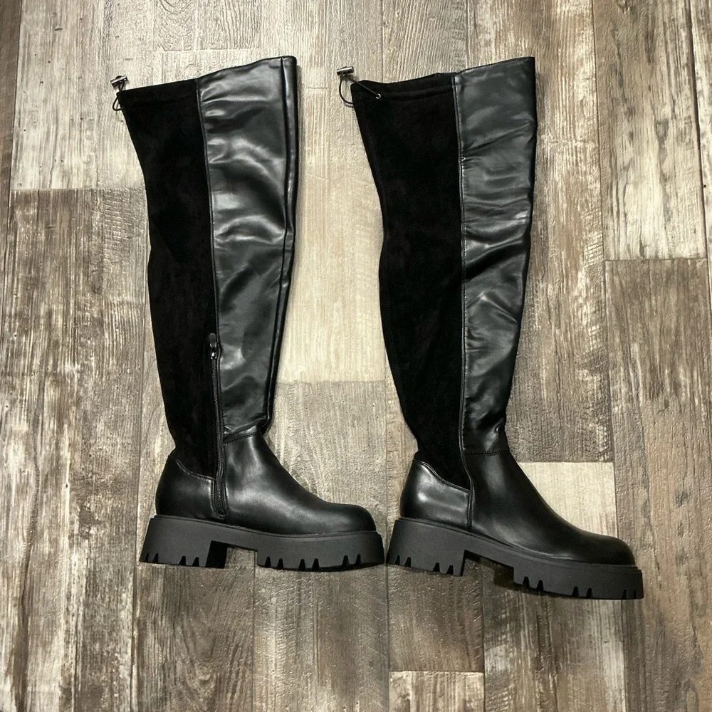 Dream Pairs Black Over-the-Knee Boots Size 10